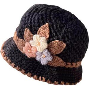 French Thicken Women's Flowers Knitted-Woolen-Hat Fashion Beanie-Hat Lady